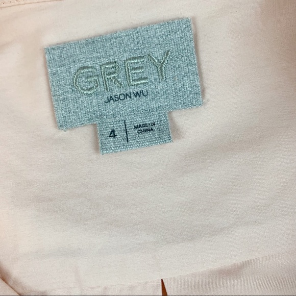 Grey Jason Wu long sleeve ruffle button up shirt collarless peach - Picture 10 of 10